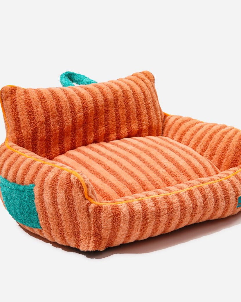 Orange Striped Pet Bed Removable Soft Pet Sofa